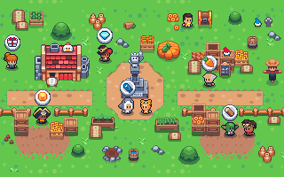 Pumpkin Plaza town area — complete NPC deliveries in FarmLand Web3 game
